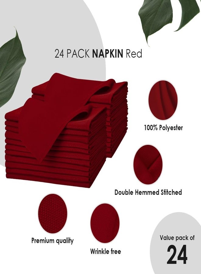 Avalon Kitchen Red Cloth Napkins Bulk (Pack of 24) - 100% Polyester Dinner Linen Napkins Cloth Washable & Reusable - Durable with Hemmed Edges - Ideal for Parties and Weddings (17x17 Inches) - Image 4